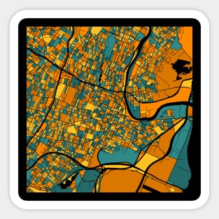 Newark Map Pattern in Orange & Teal Sticker